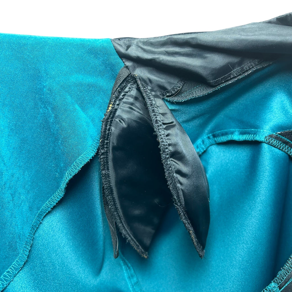 VTG Olivia Rose Colorblock Jacket Teal Black 16W Y2K Moto Suede Zip Whimsygoth