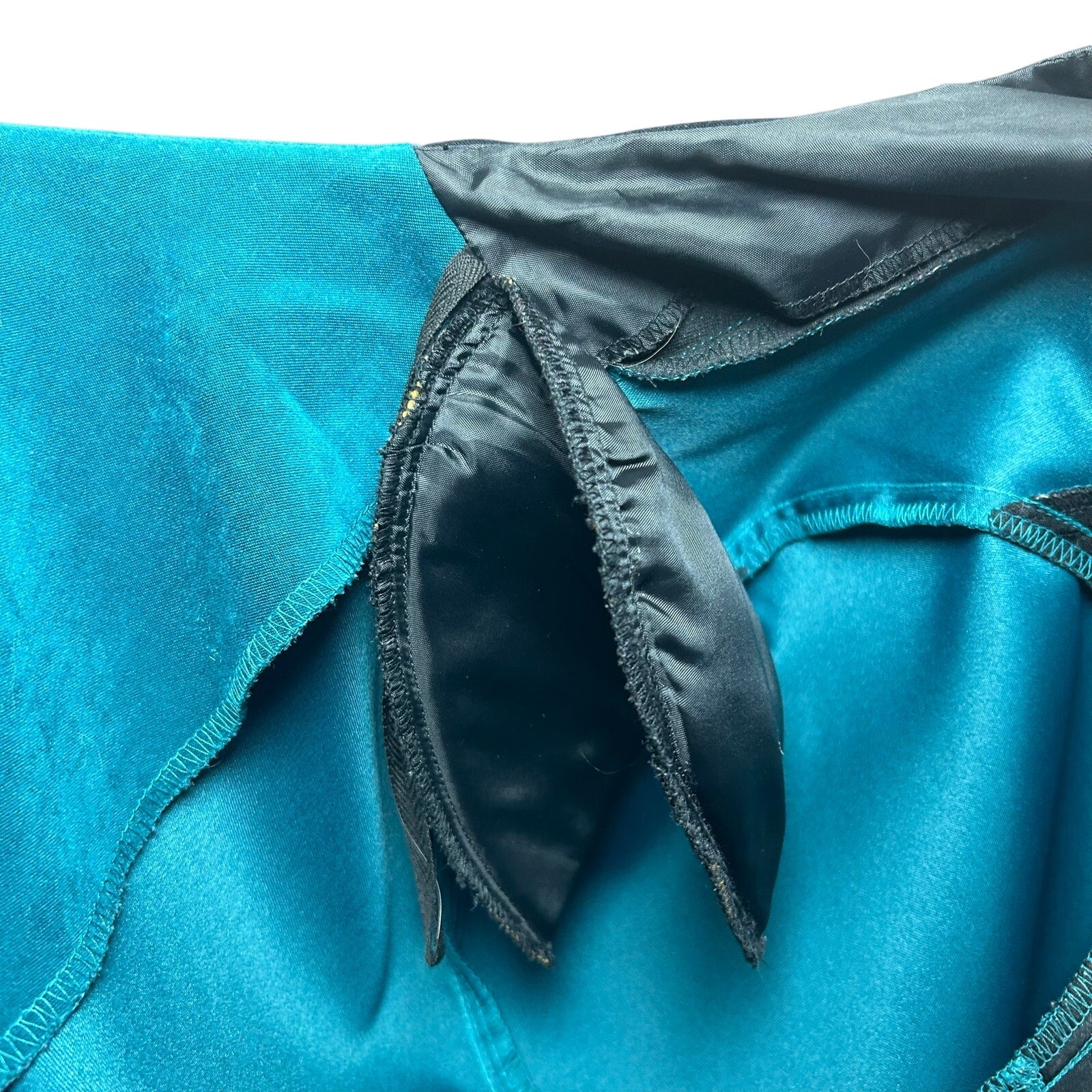 VTG Olivia Rose Colorblock Jacket Teal Black 16W Y2K Moto Suede Zip Whimsygoth