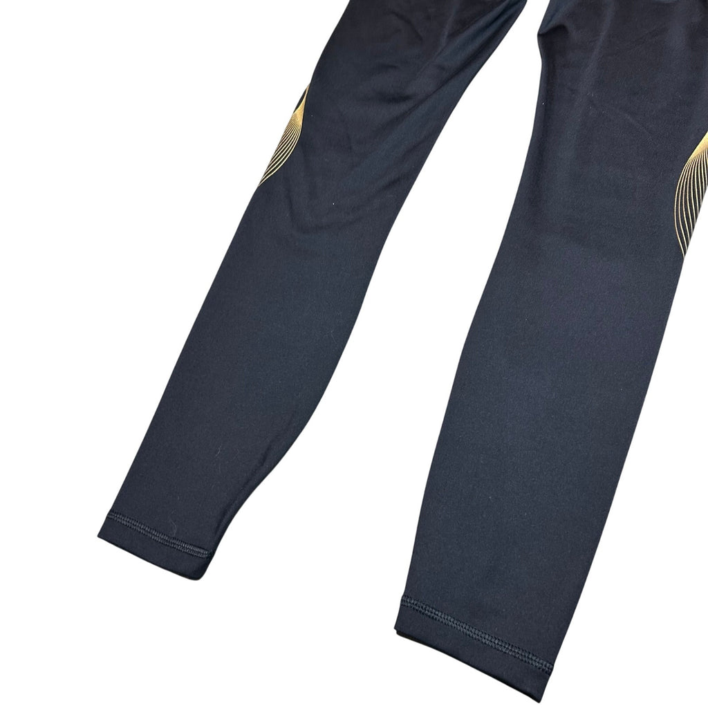 Victoria's Secret Sport Leggings XS Black Gold Metallic Geometric Stripe High Rise