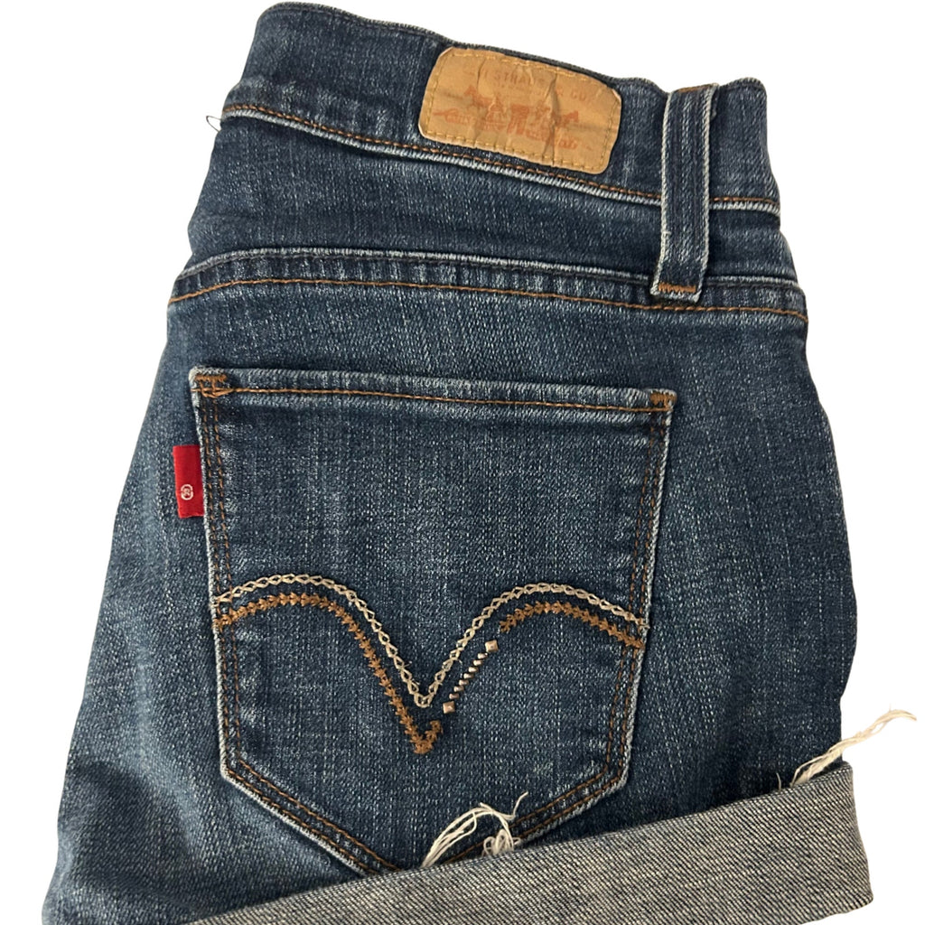 Levi's 529 Curvy Cut Off Denim Shorts Women's Size 4 Dark Wash Indigo
