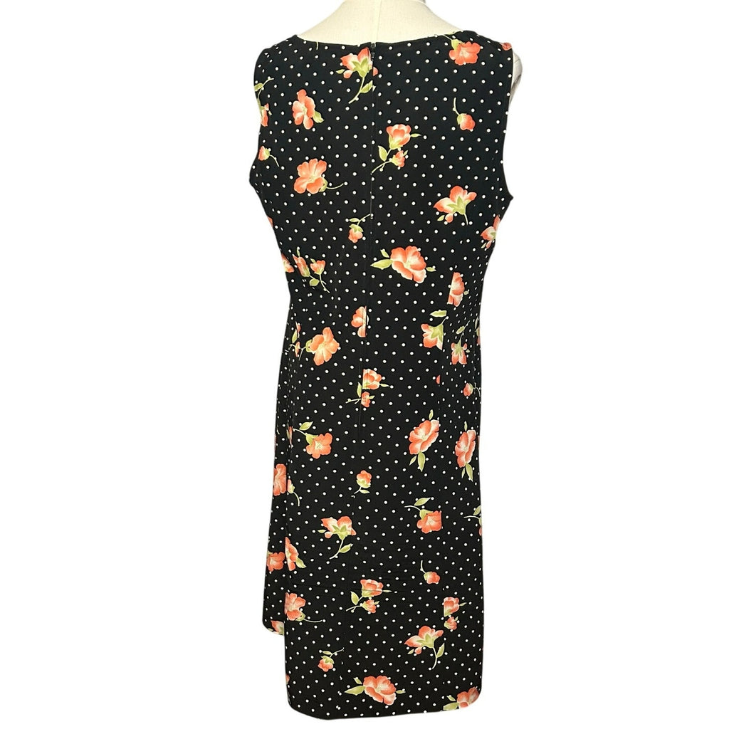 VTG Kathie Lee Collection Polka Dot Floral Sheath Dress Sz 10 Y2K 90s Retro