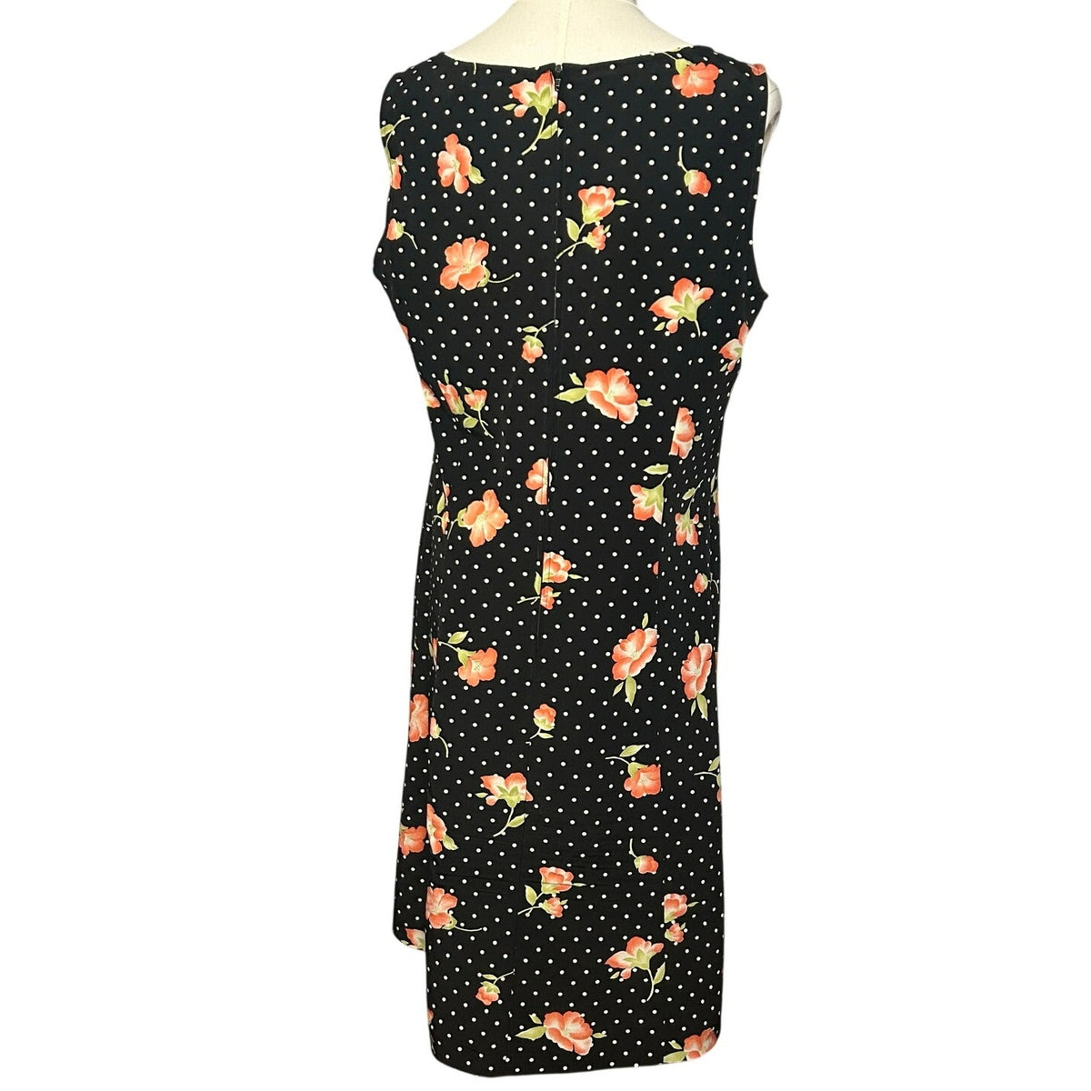 VTG Kathie Lee Collection Polka Dot Floral Sheath Dress Sz 10 Y2K 90s Retro