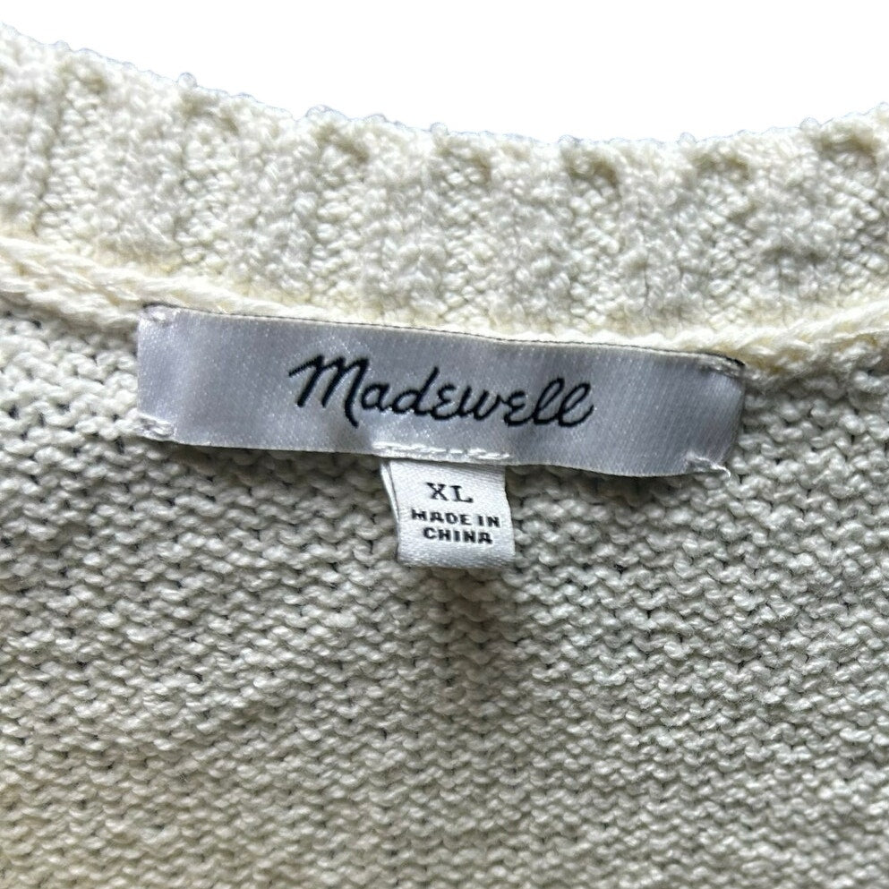 Madewell 2024 Texture-Stitch V-Neck Sweater Vest XL Ivory