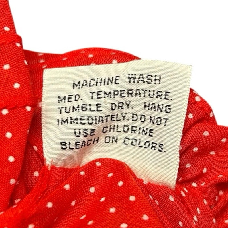 VTG 70s NaMa of California Red M Ruffle Polka Dot Blouse Coquette Whimsigoth