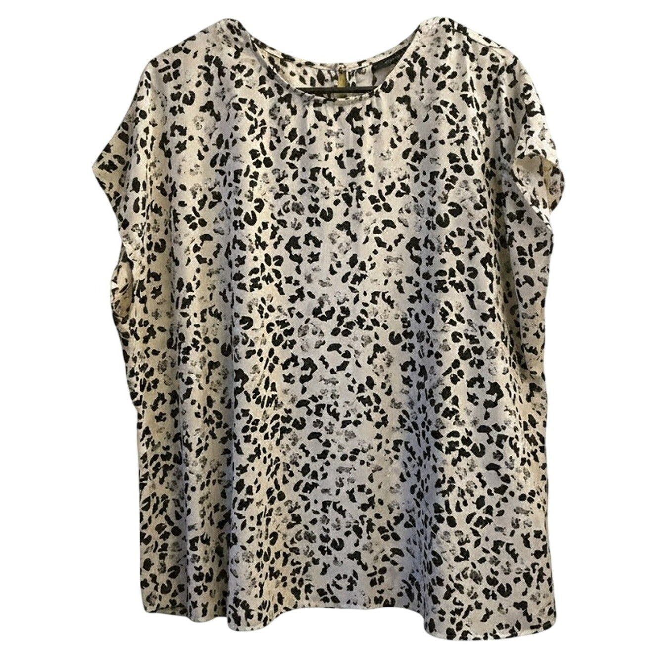 Halogen Cap Sleeve Blouse 1X Plus Size Animal Print Black White Nordstrom Top