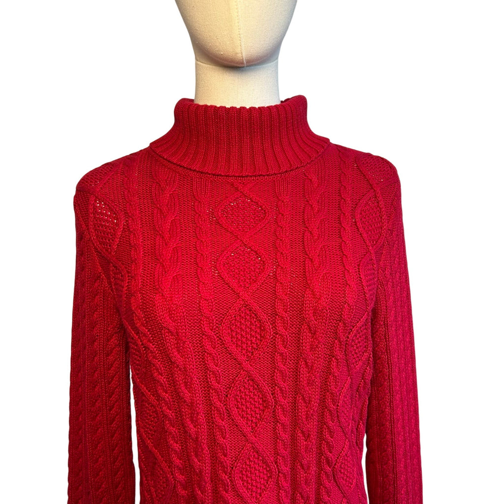 VTG 90s Jeanne Pierre Turtleneck M Sweater Cotton Knit Minimalist Retro Preppy