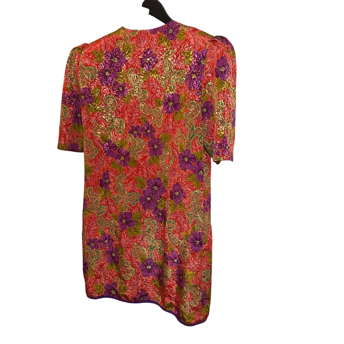 VTG CH Cheminee Tunic Top Purple Red Floral Size 16 80s Maximalist Glam Boho