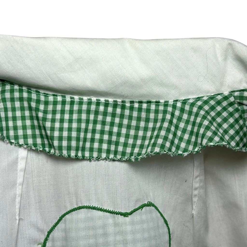 VTG 70s White Shamrock M Embroidery Gingham St. Patrick's Day Top Twee Retro