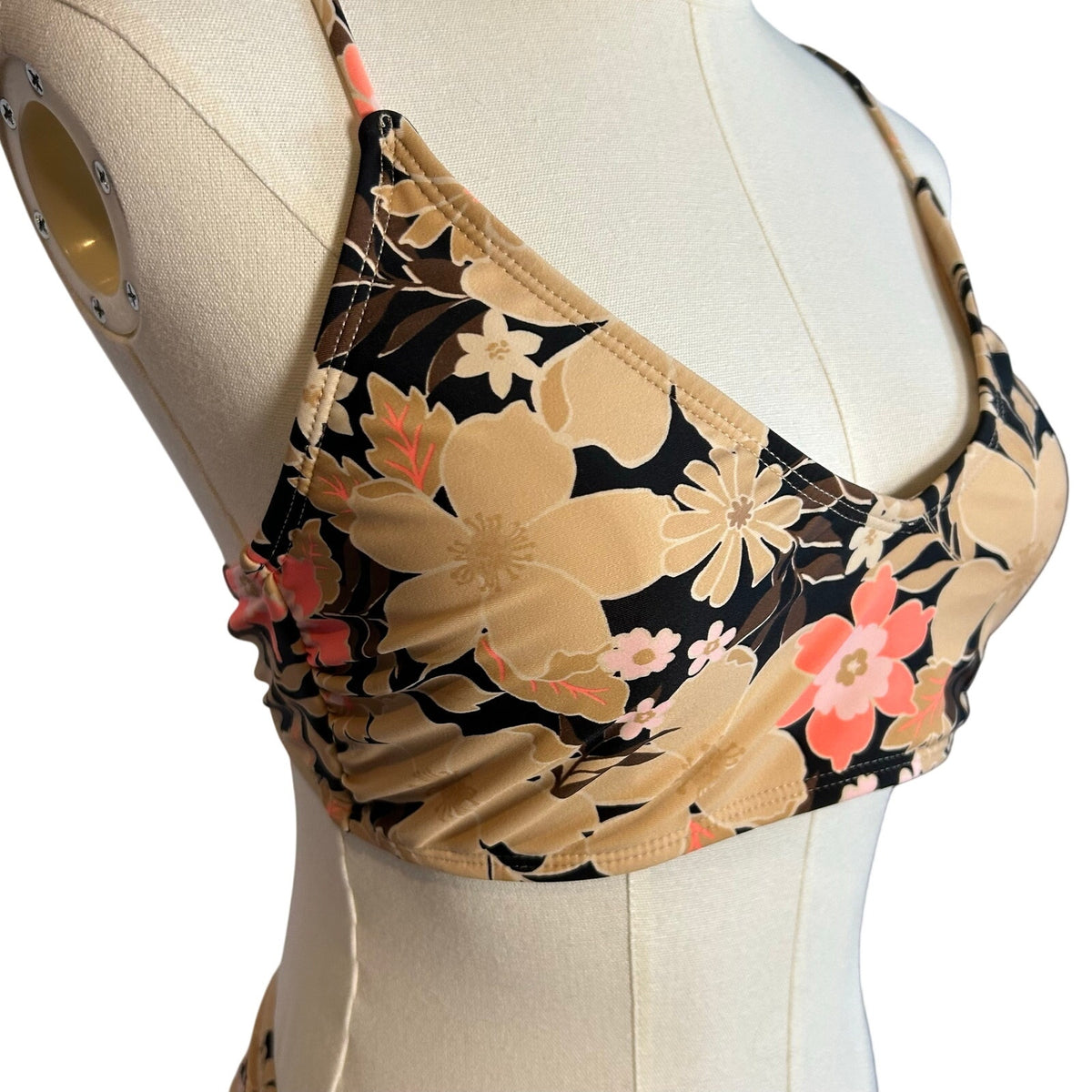 Brown Black String Bikini Set Adjustable Triangle Top Large Boho Casual Coquette