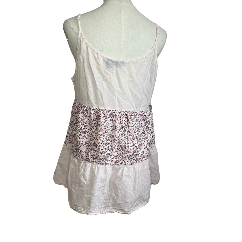 VTG Y2K Vanity Cami Tank Top XL Pink Boho Cottage Coquette Casual Retro Festival