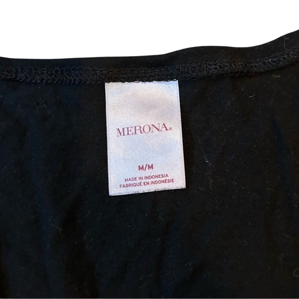 Merona Black Deep V Neck Mini Dress Size M Rayon Blend Indie Sleaze Boho