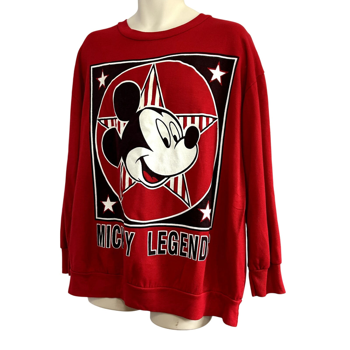 VTG 90s Disney XL Red Mickey Legends Graphic Sweatshirt Streetwear Kidcore Happy
