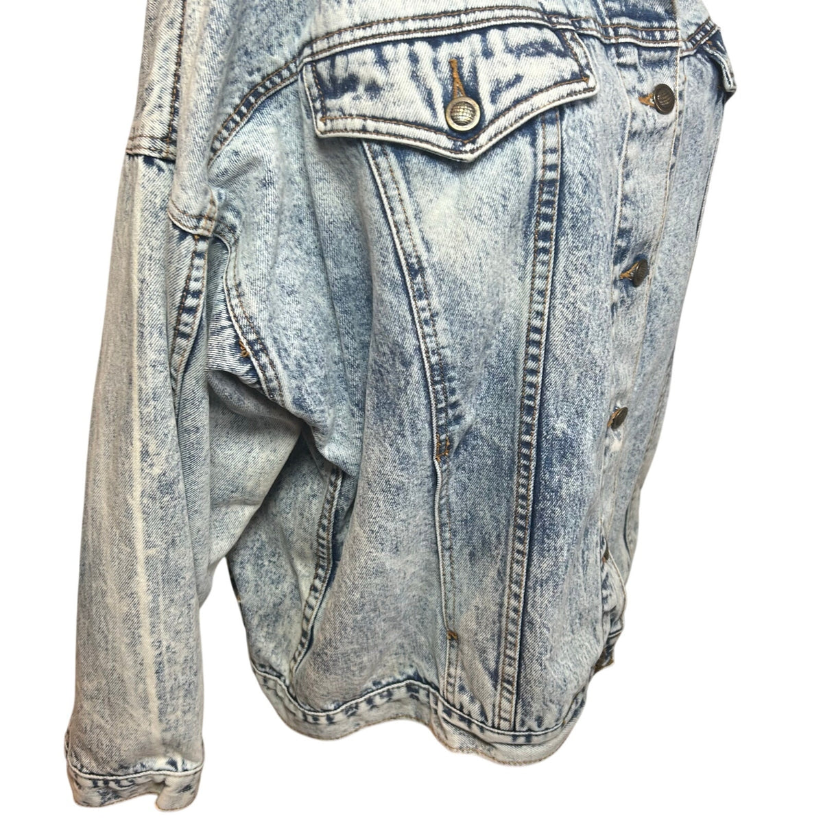 VTG 90s Ocean Denim Acid Wash Lighthouse Jacket Scenic Art Oversized XL