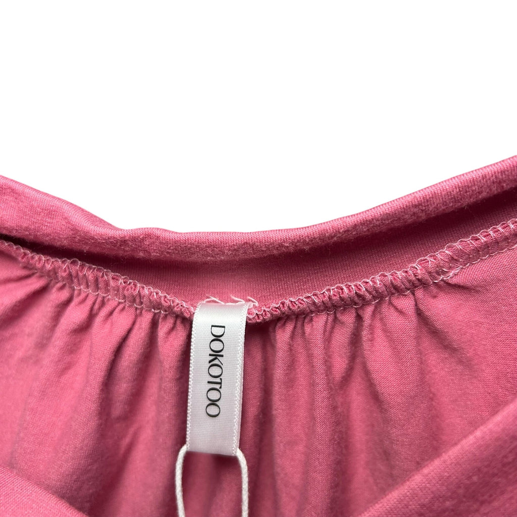 NWT Dokotoo Pink Slub Jersey Cinched V-Neck Top Small Casual Loungewear Boho