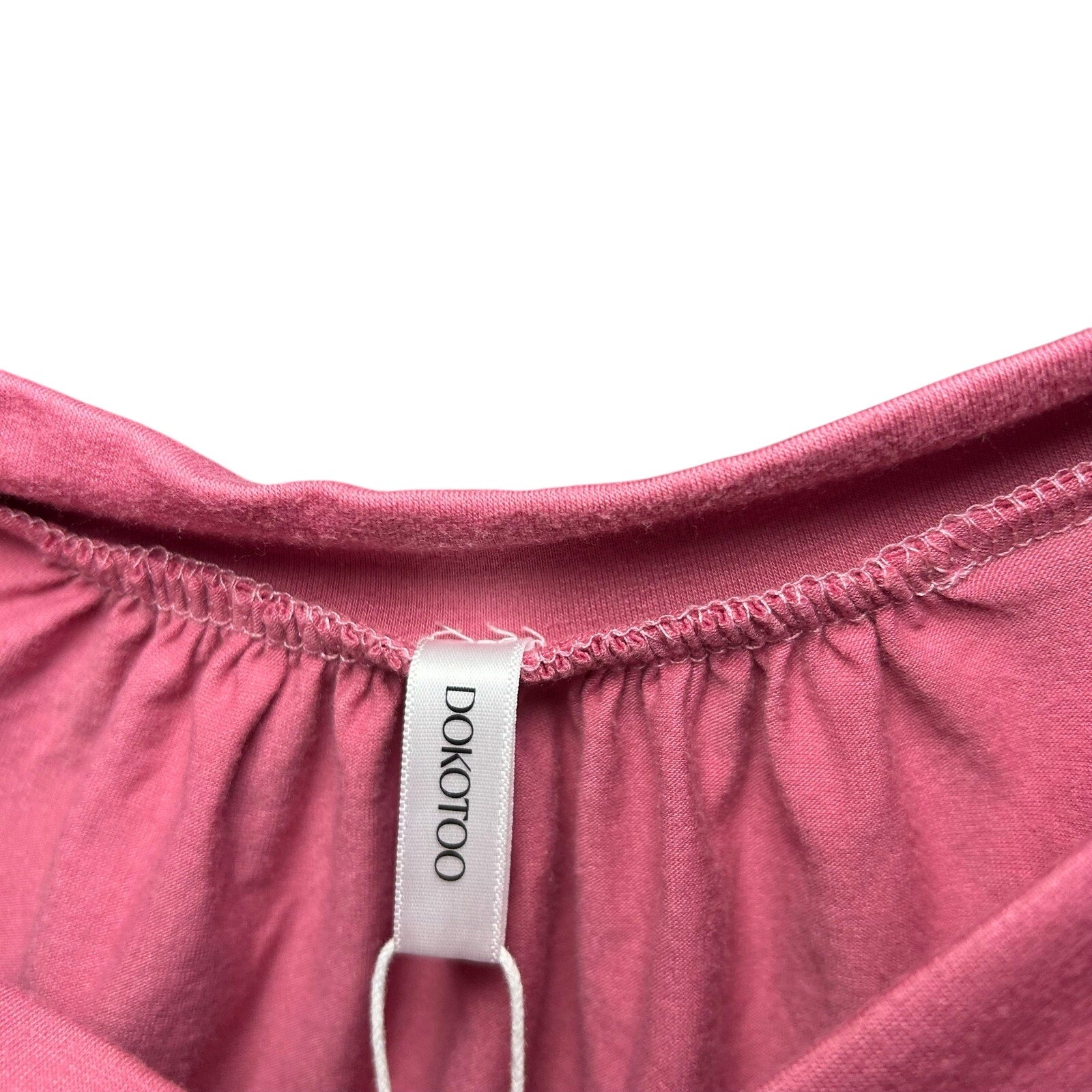 NWT Dokotoo Pink Slub Jersey Cinched V-Neck Top Small Casual Loungewear Boho