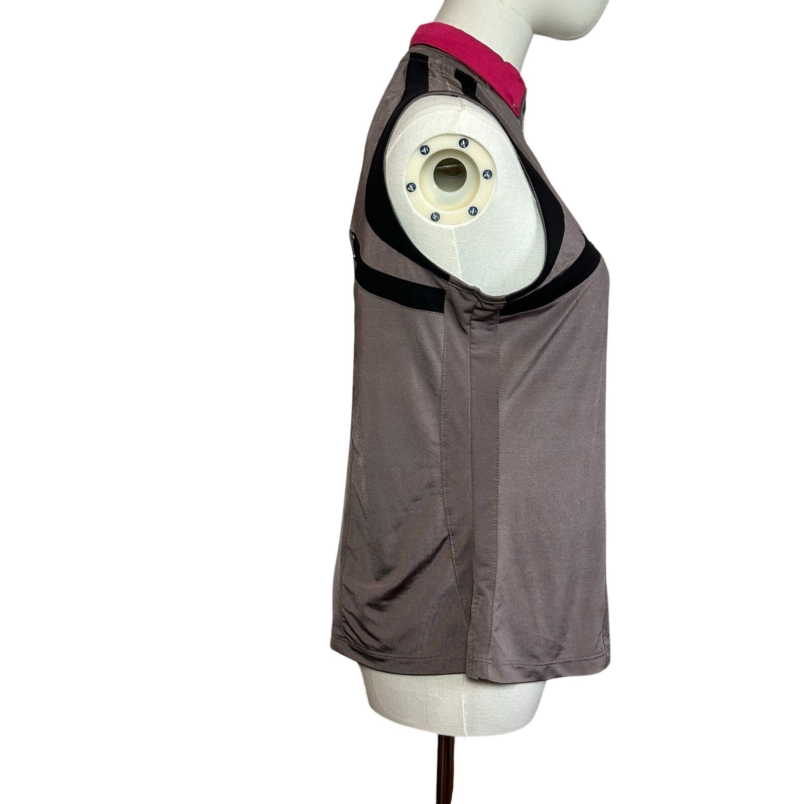Jamie Sadock Sleeveless Zip Golf Polo Top Grey Pink S Studs Preppy Punk Retro