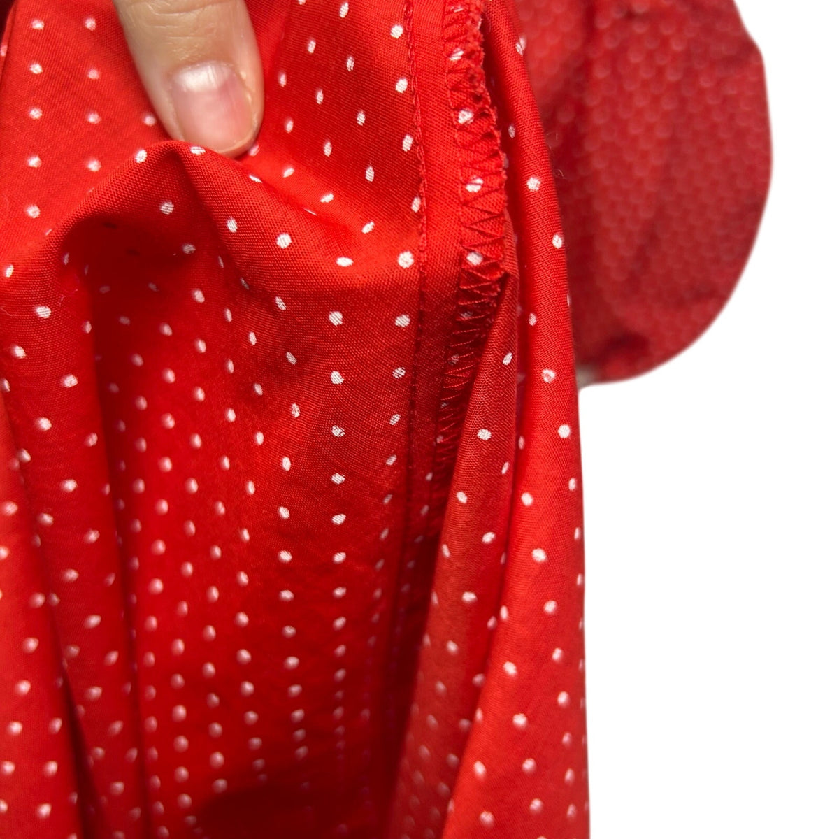 VTG 80s Red White Polka Dot Puff Sleeve Midi Dress