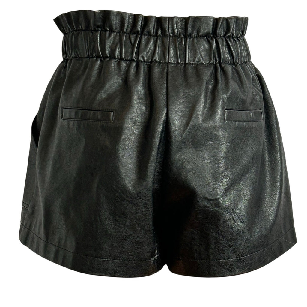 Black Vegan Leather Lined Pocketed Shorts XS Biker Goth Grunge Chic Streetwear