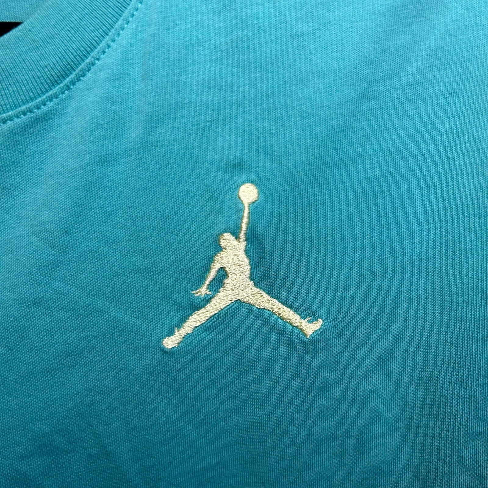 Michael Jordan Teal Embroidered Logo T-Shirt Mens L Retro Athletic Sportswear