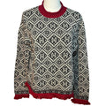 VTG 90s Talbots Large Winter Chalet Snowflake Fringe Knit Pullover Sweater Luxe