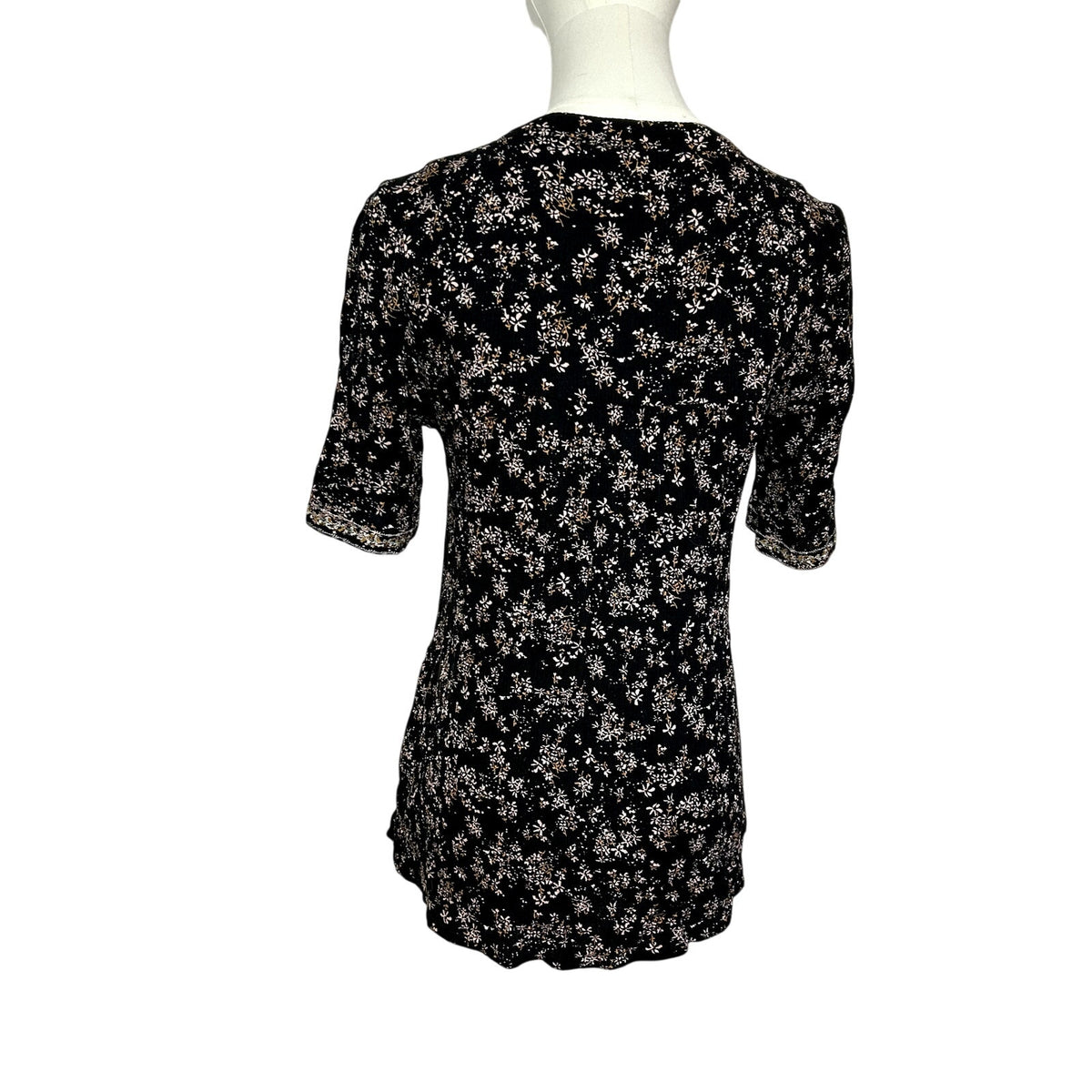 Knox Rose Black Embroidered Boho Floral Tunic Top S Boho Goth Whimsigoth Casual