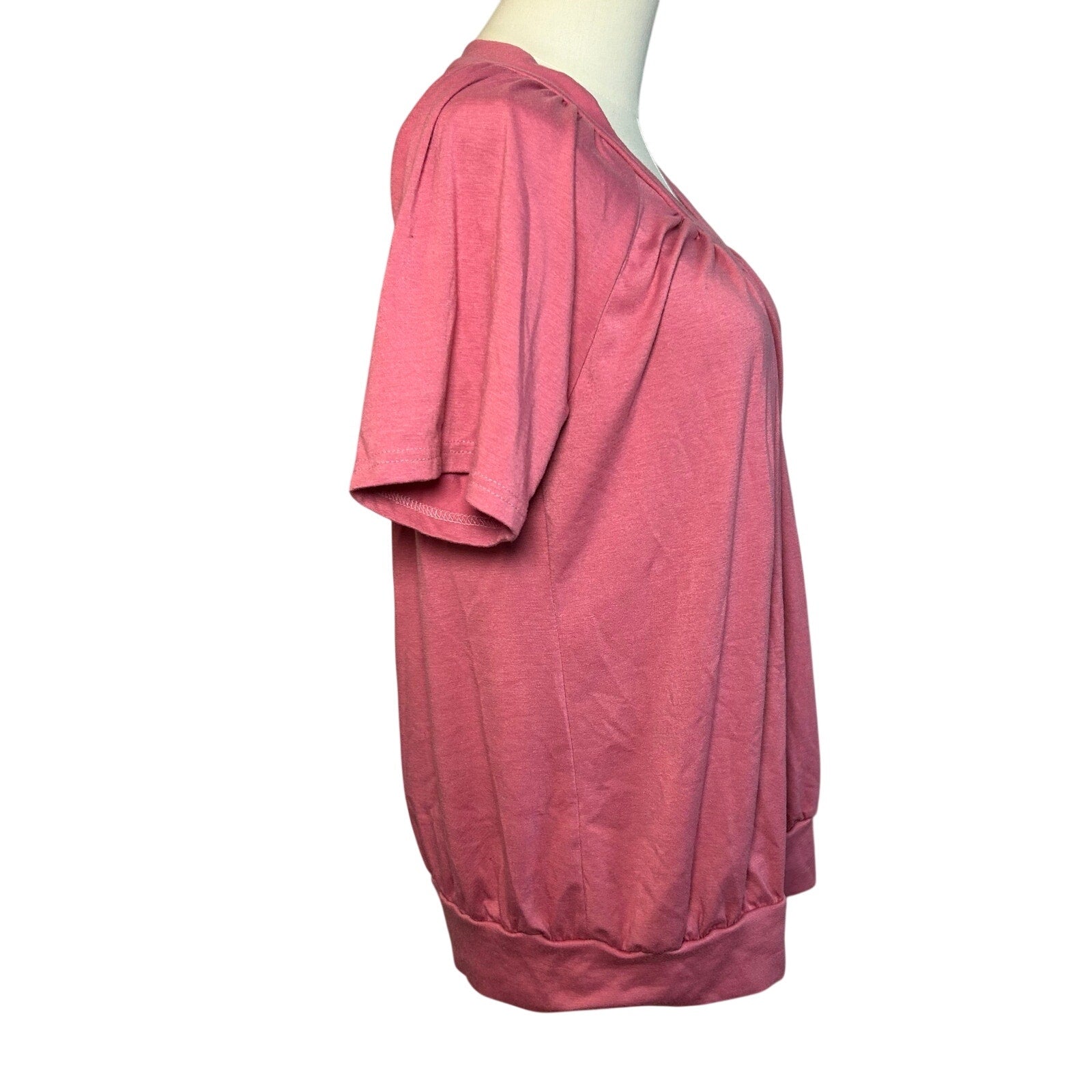 NWT Dokotoo Pink Slub Jersey Cinched V-Neck Top Small Casual Loungewear Boho