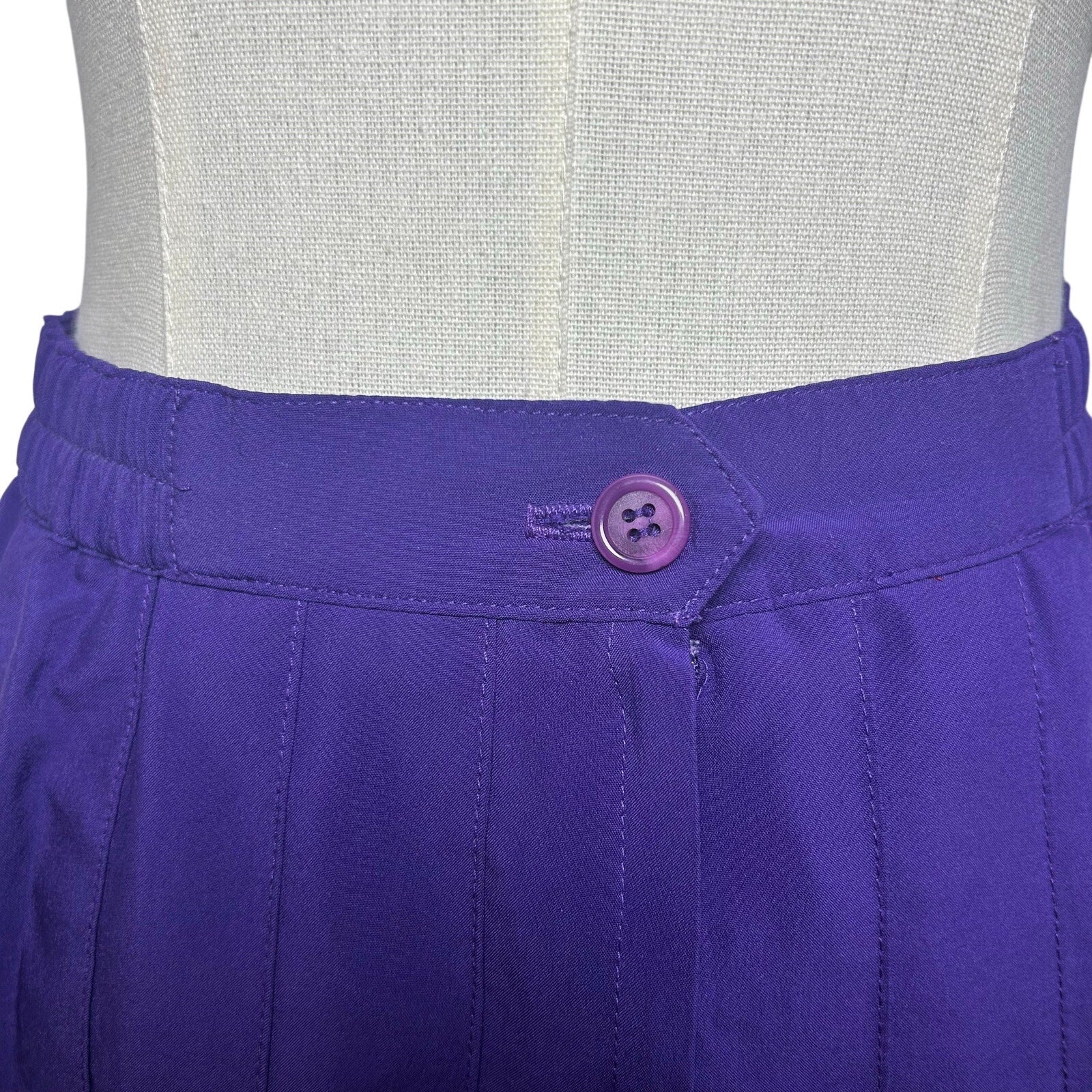 VTG 80s Lejay Purple Pleated Mini Skirt M Tennis Activewear Preppy Retro Casual