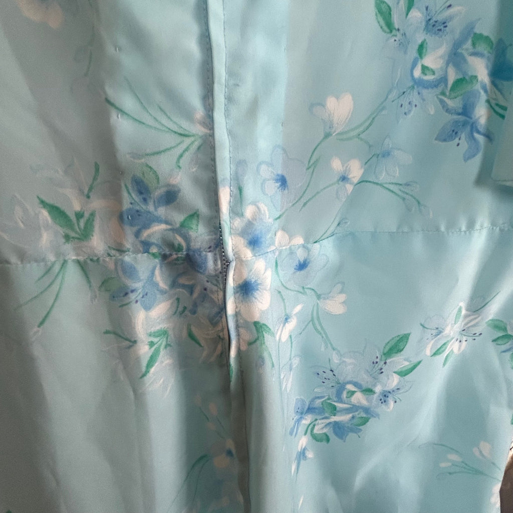 VTG 70s Handmade Blue Floral Ball Gown Capelet Empire Waist Maxi 10 Cottage Glam