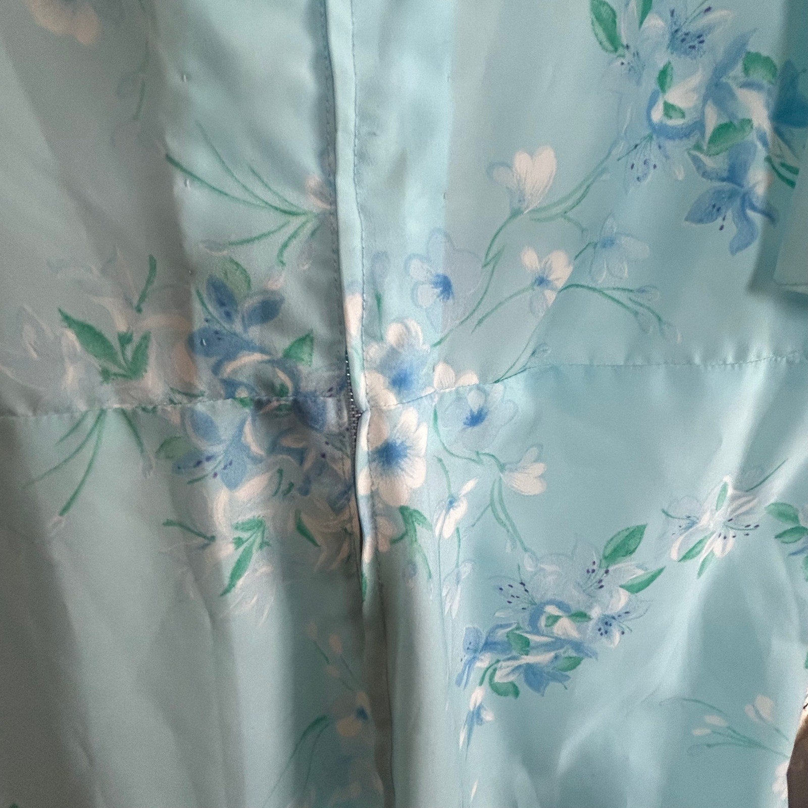 VTG 70s Handmade Blue Floral Ball Gown Capelet Empire Waist Maxi 10 Cottage Glam