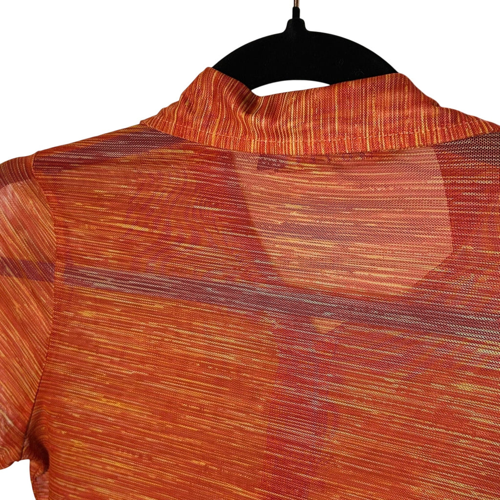 VTG Y2K Motel Rocks Orange Mesh Graphic Crop Top Fairy Grunge Goth Indie Small