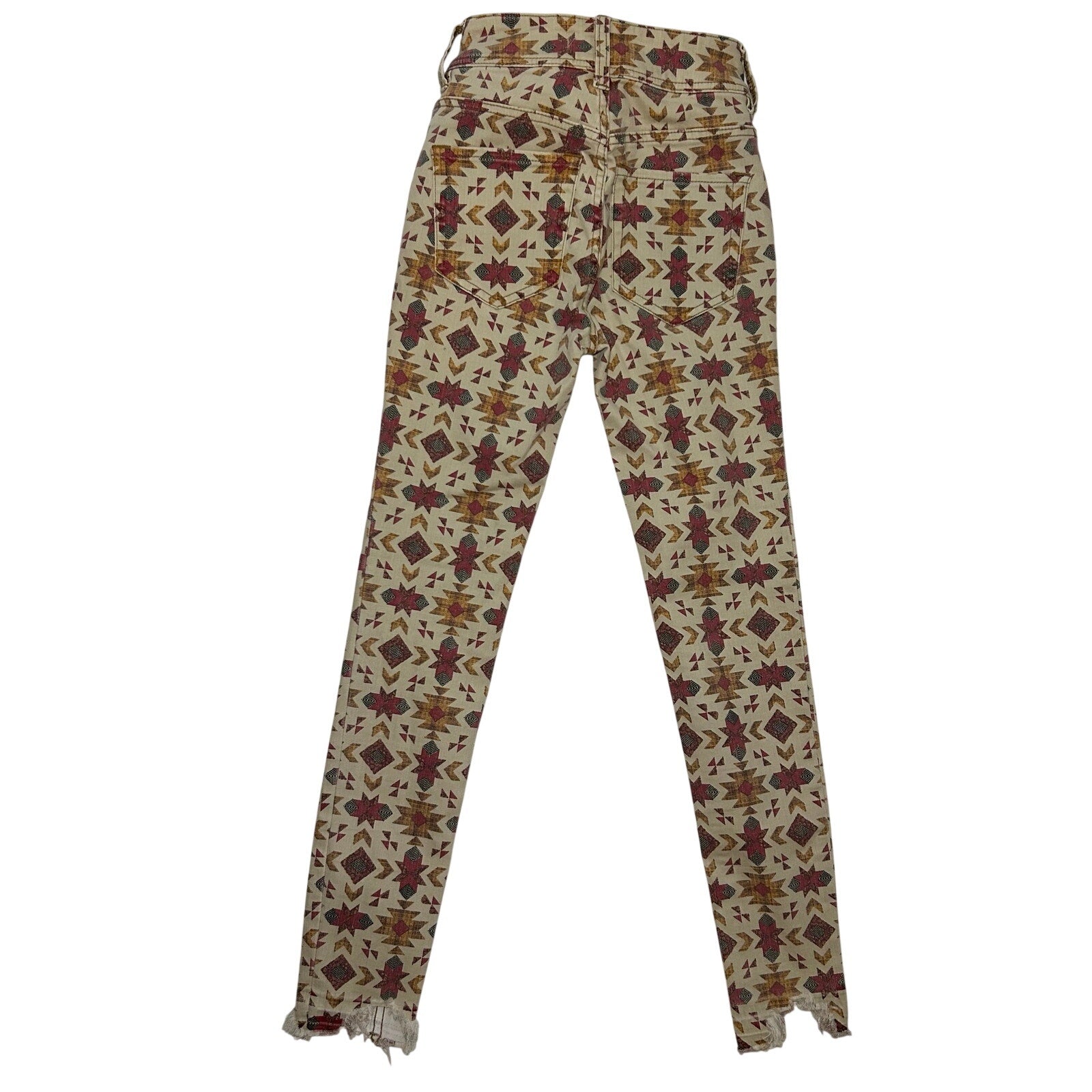 We The Free Southwestern Denim Skinny Jeans 24 Raw Hem Western Whimsigoth Indie