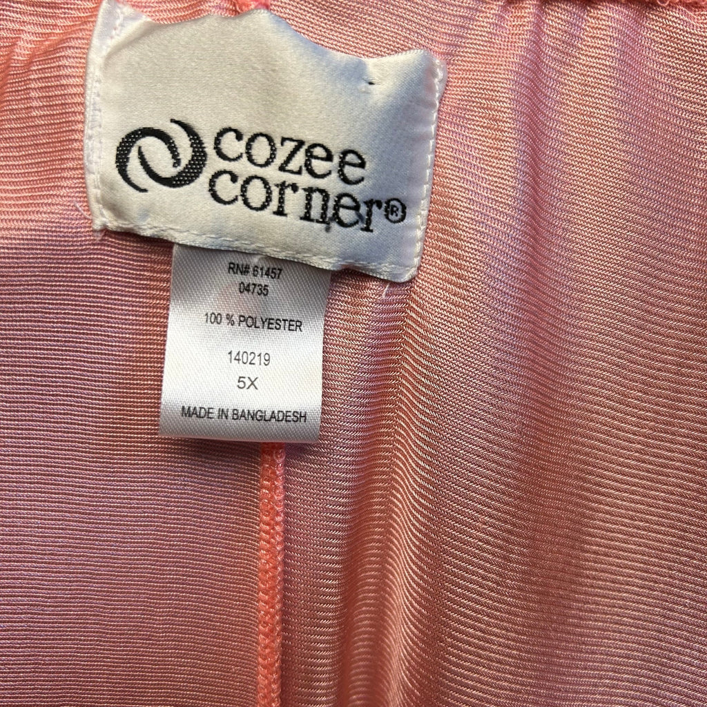 VTG 90s Cozee Corner Pink Peach Plus Size 5X Muumuu Maxi Dress Loungewear Retro