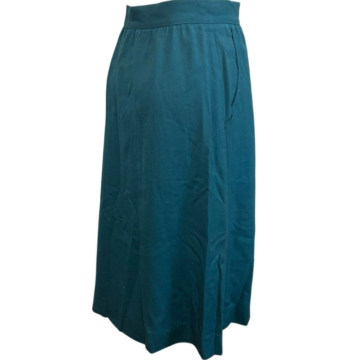 VTG 80s Pliers Green Small A-Line Midi Skirt Retro Cottagecore Dark Academia