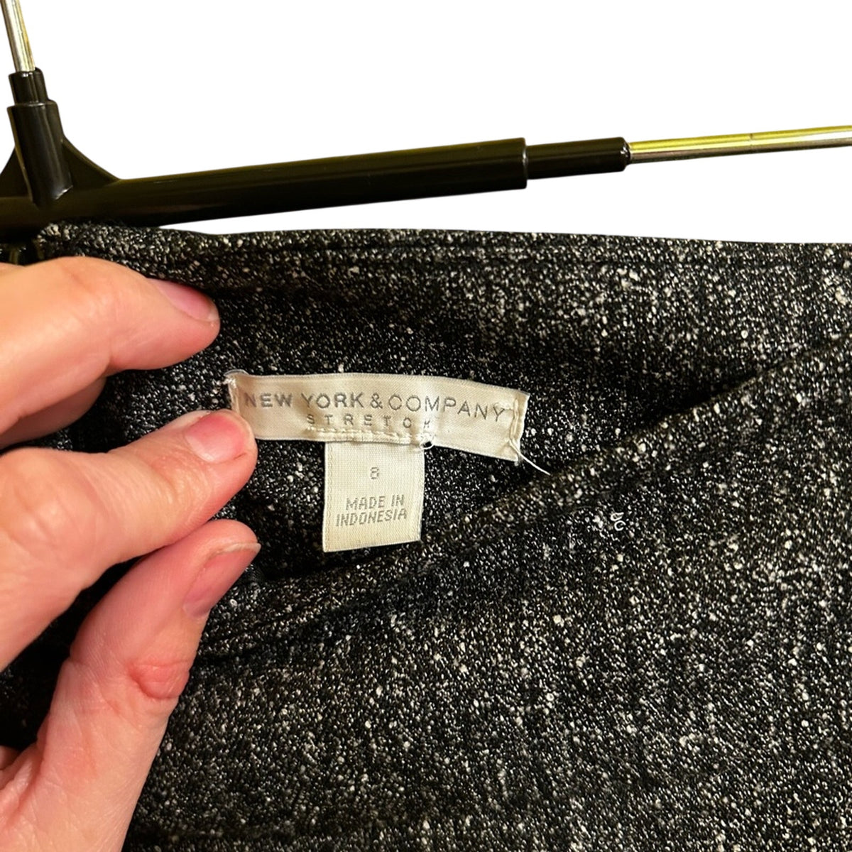 New York & Company Stretch Size 8 Charcoal Grey Pleated Slit Lined Pencil Skirt