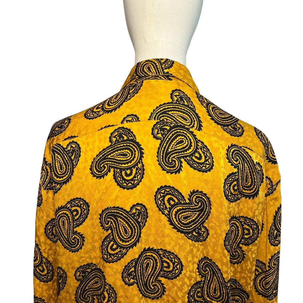 VTG 70s Saks Fifth Avenue Psychedelic Silk Paisley Dagger Shirt Whimsygoth Large