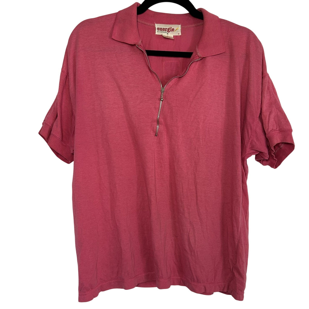 VTG Energie Pink Half Zip Polo Shirt L Retro Indie Sleaze 90s Streetwear Sport