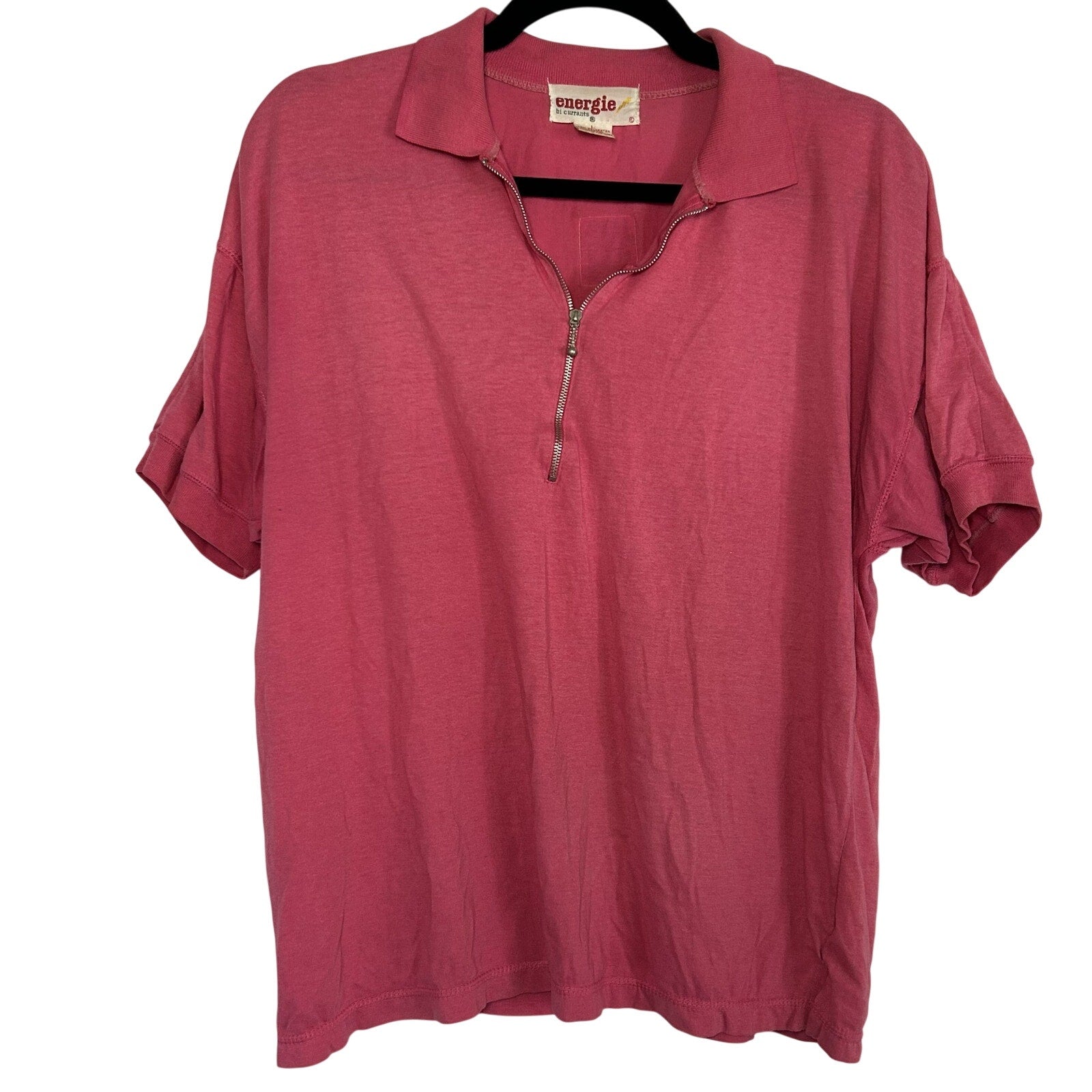 VTG Energie Pink Half Zip Polo Shirt L Retro Indie Sleaze 90s Streetwear Sport