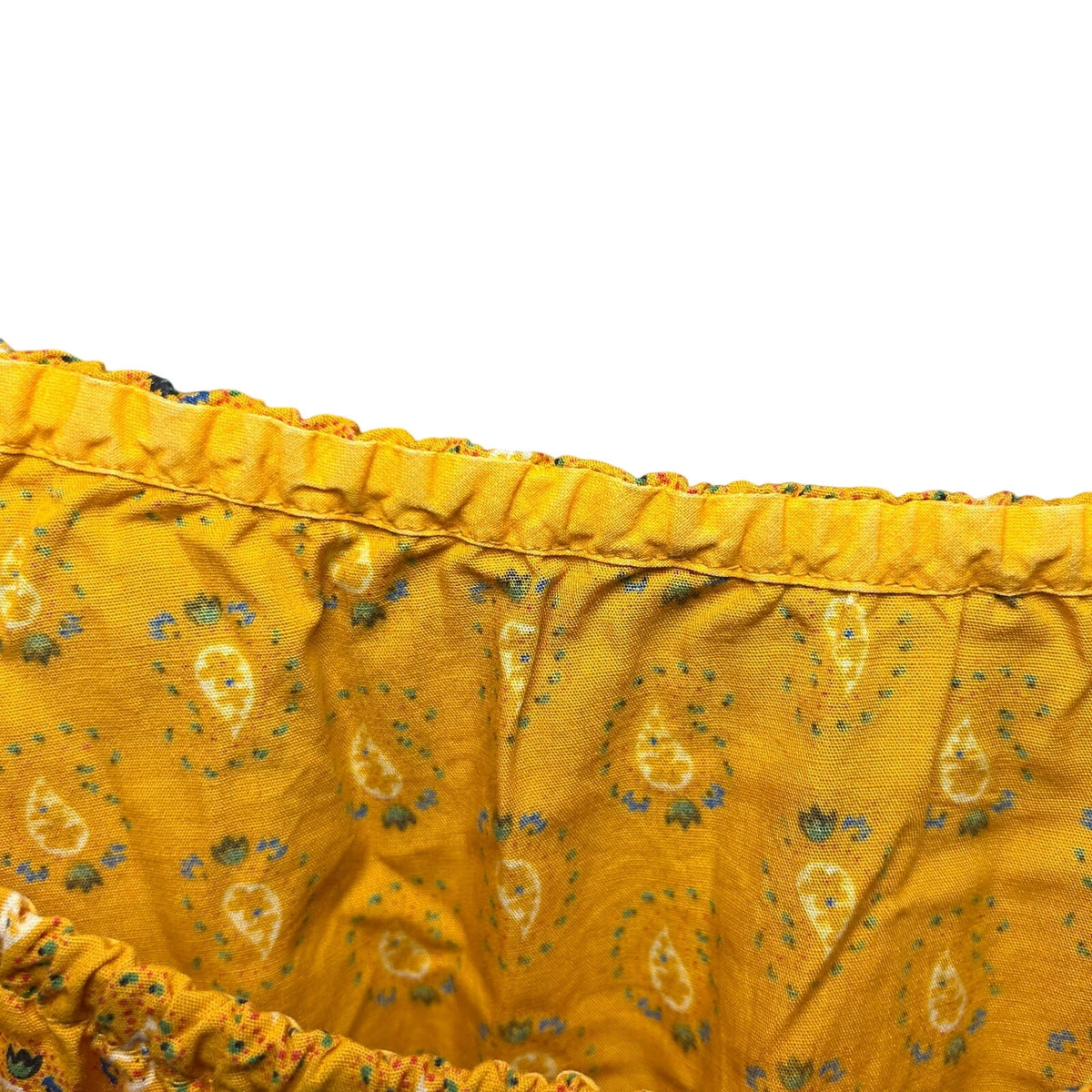 VTG 70s Yellow Maxi Paisley Dress L Cottage Boho Handmade Peasant Prairie Retro