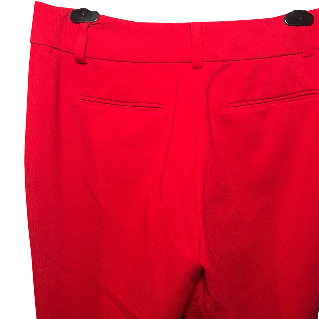 Ann Taylor Bright Red Straight Leg Pants 6 Stretch Luxe Career Bold Minimalist