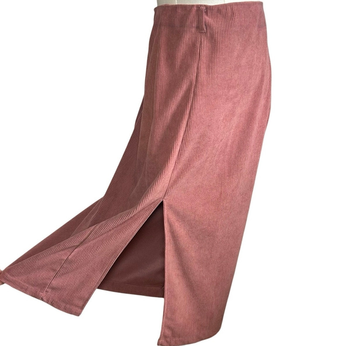 VTG 90s Mauve Thick Corduroy Midi Skirt M Grunge Minimalist Casual Cottage Boho
