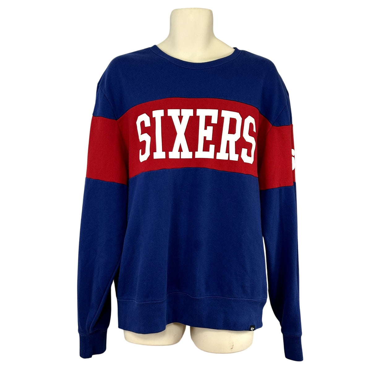 47 Brand XL Philadelphia 76ers Colorblock Fleece Crewneck NBA Sweatshirt Sports