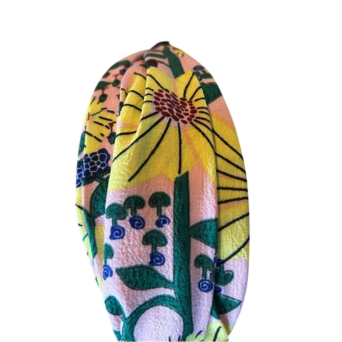 Floral Pink and Yellow Headband Knotted Top Bohemian Cottagecore Indie Artsy OS