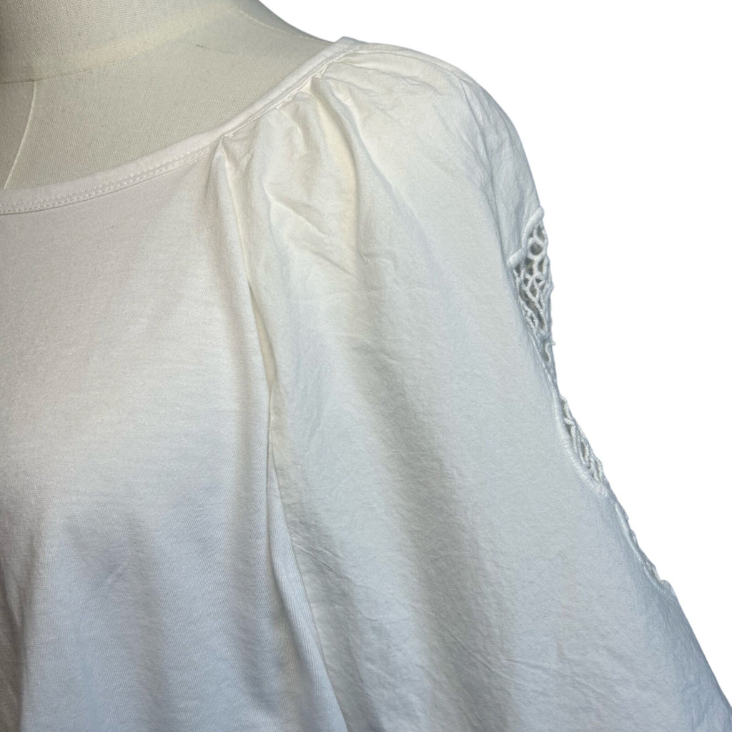 Old Navy Large White Dolman Sleeve Top Lace Detail Boho Casual Jersey Shirt Tee