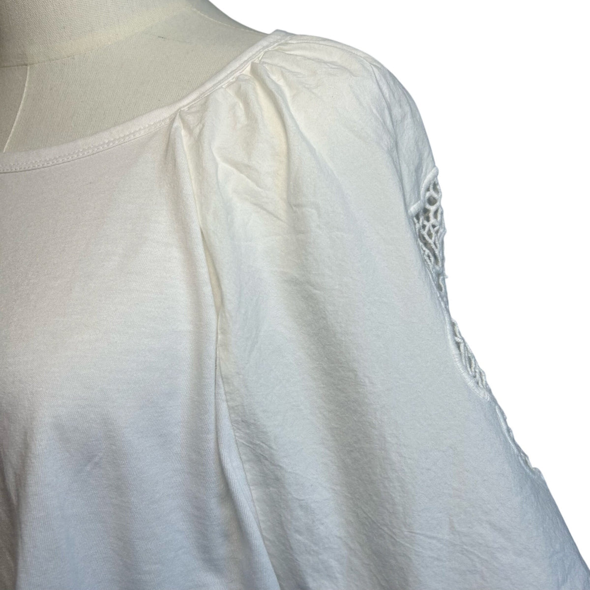 Old Navy Large White Dolman Sleeve Top Lace Detail Boho Casual Jersey Shirt Tee