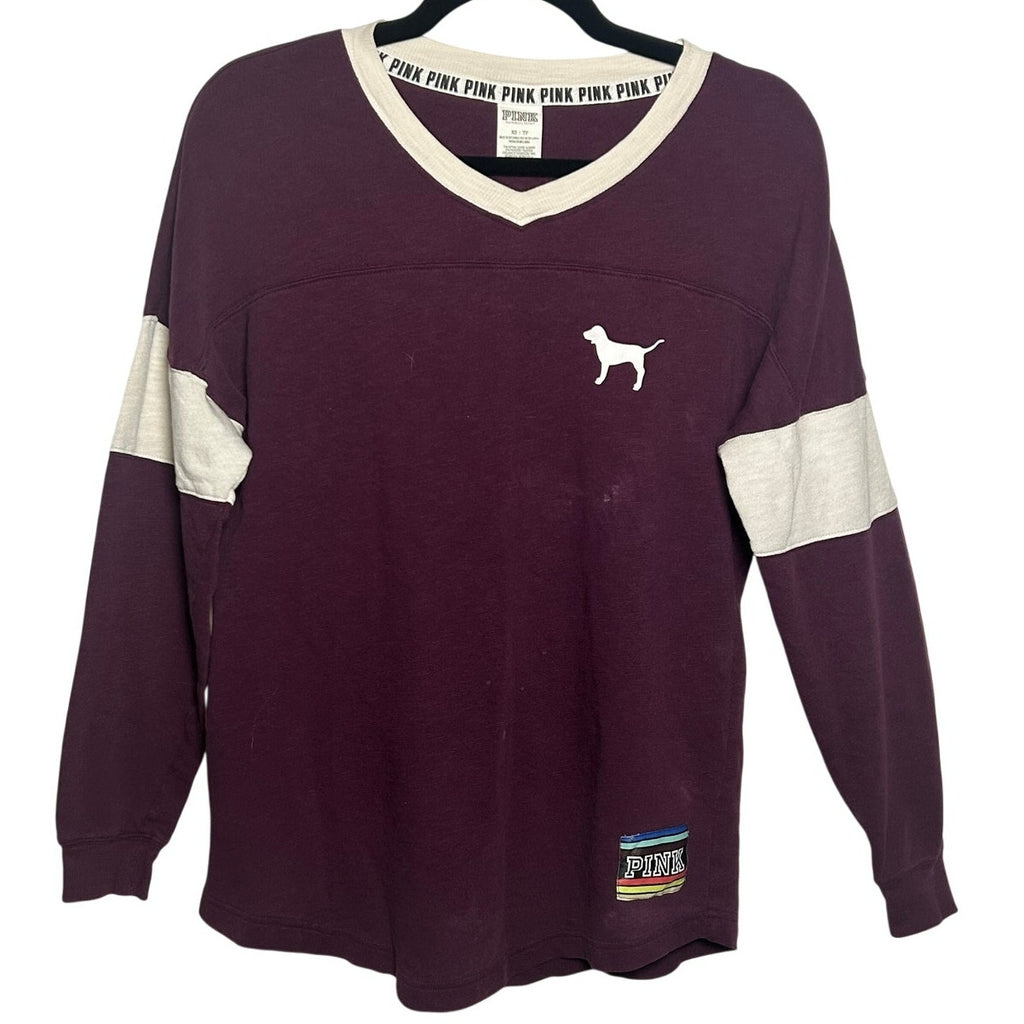 PINK Victoria's Secret Maroon Rainbow Spirit Jersey XS Oversized Loungewear