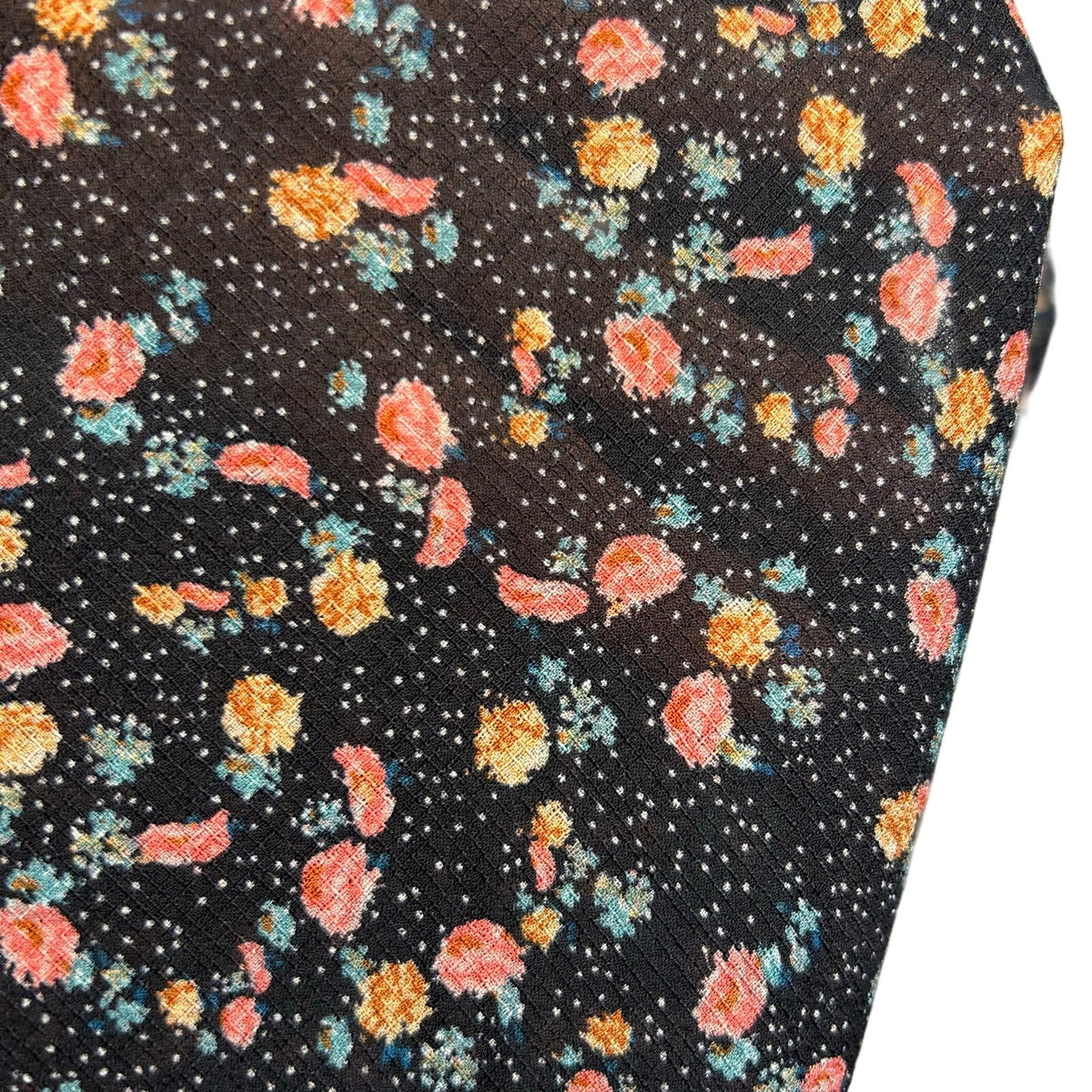 Black Pink Floral Sleeveless Mock Neck M Smocked Top Ruffle Y2K Romantic Goth