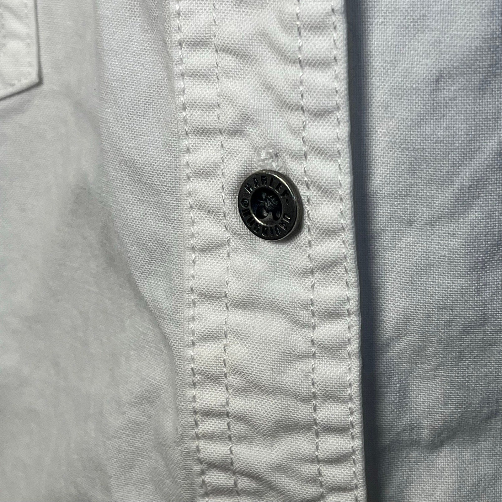 VTG 90s Harley Davidson 3XL White Button Down Shirt Short Sleeve Biker Grommet