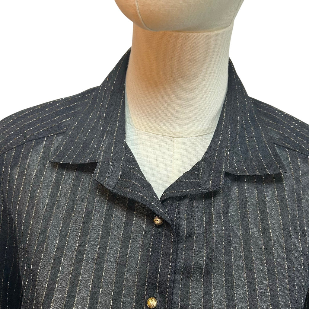 VTG 70s Butte Knit Sheer Pinstripe Pleated Midi Dress Whimsigoth Poetcore Preppy