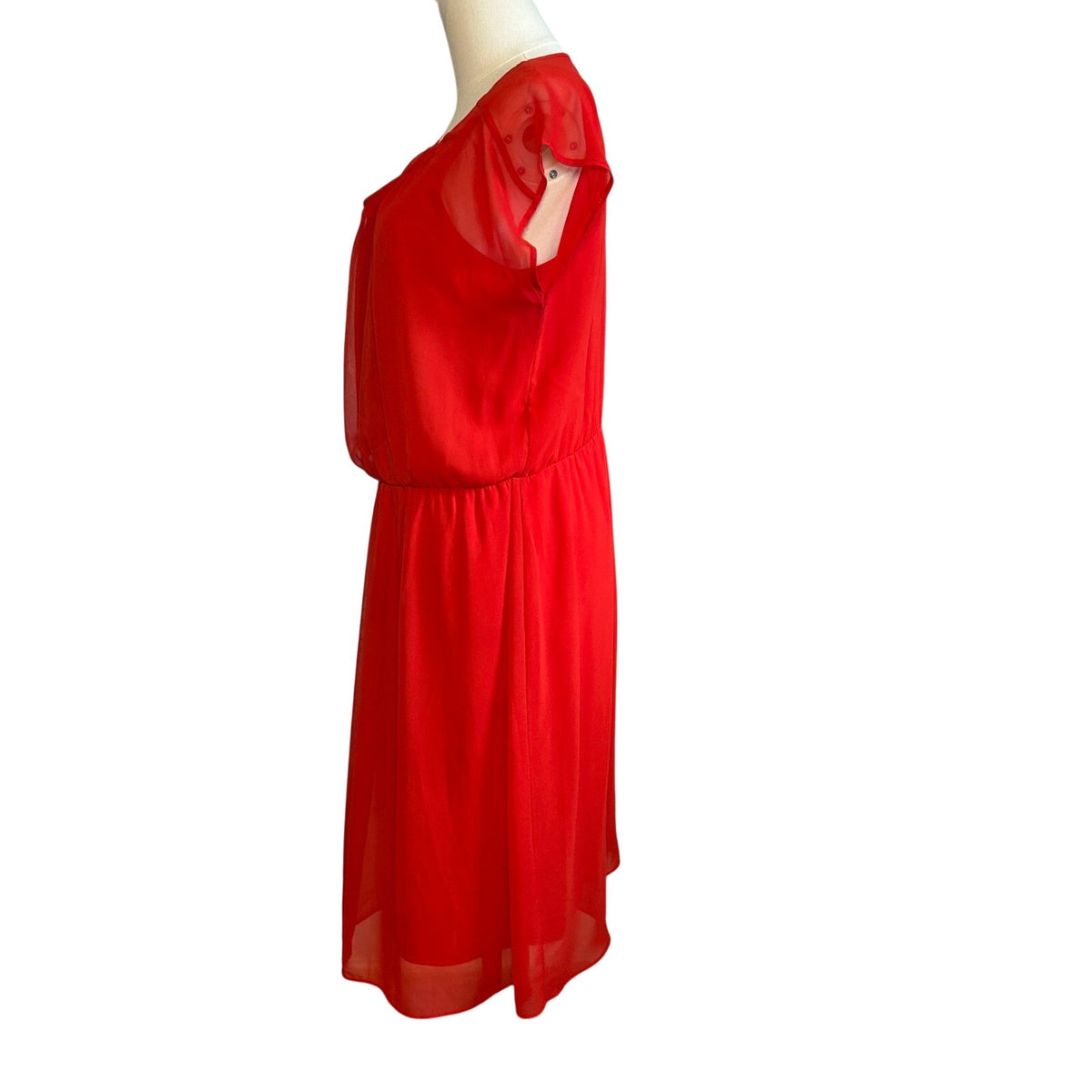I.N. Studio Red Knee Lenght Midi 14 Dress Minimalist Preppy Glam Coquette Casual
