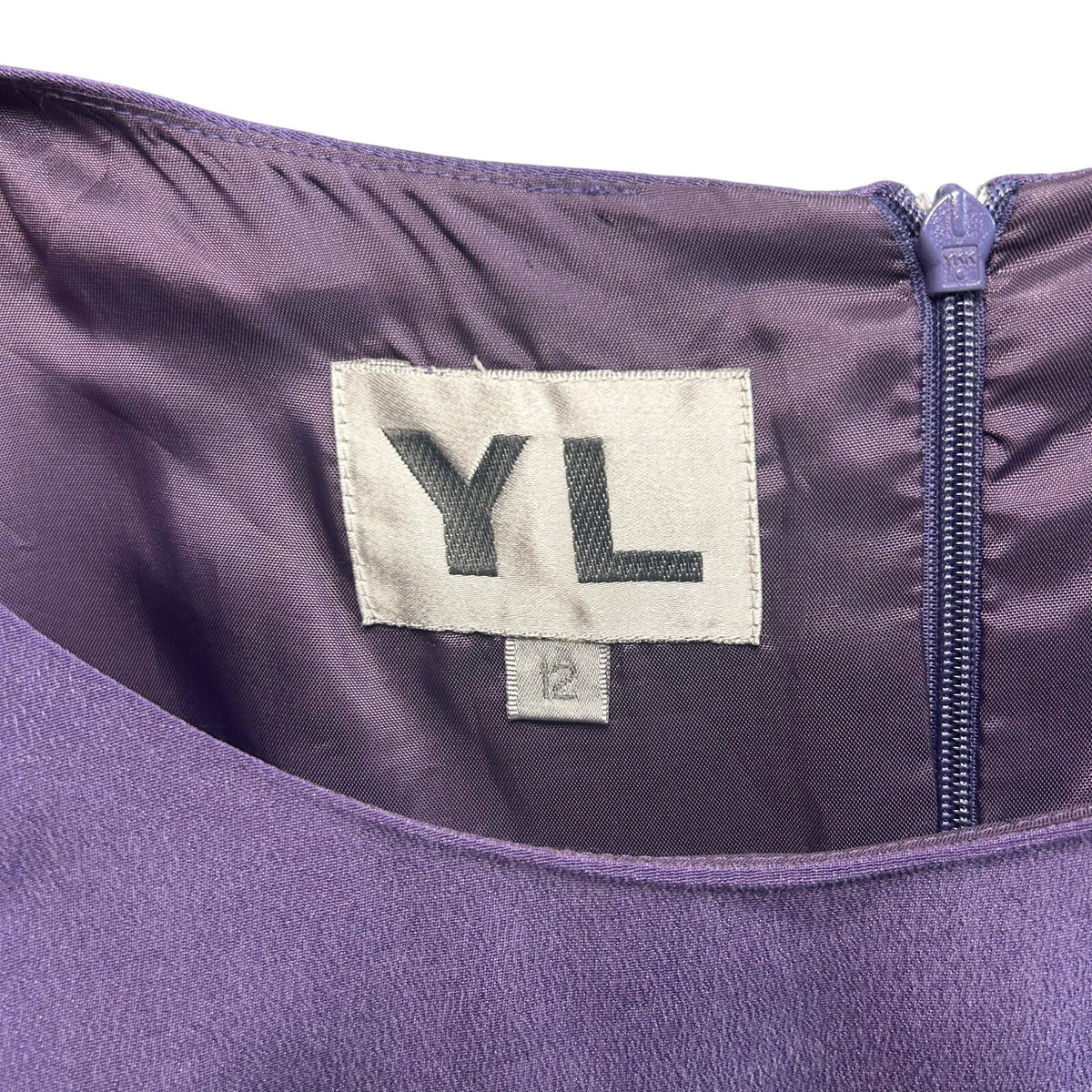 YL Yansi Fugel Purple Matte Crepe Column Maxi Dress Size 12 90s Minimalist Y2K